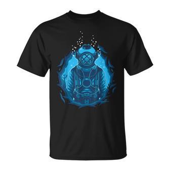 Buceo Diver Mira Desde El Fondo Del Mar Camiseta unisex - Regaloses
