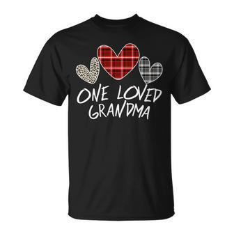 Buffalo Plaid One Loved Grandma Heart Valentine's Day T-Shirt - Monsterry DE