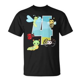 Bugs And Insects Nature Lover 4 Year Old 4Th Birthday Party T-Shirt - Monsterry AU