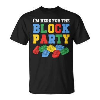 Building Brick I'm Here For The Block Party Master Builder T-Shirt - Monsterry