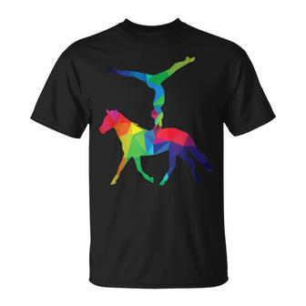 Buntes Geometrisches Pferd & Turner T-Shirt, Ästhetisches Design Tee - Seseable