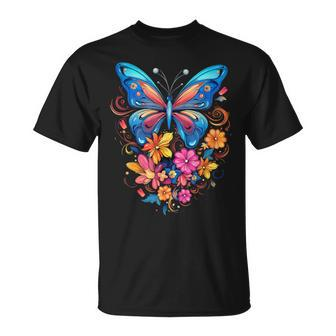 Butterfly With Flowers I Aesthetic Butterfly T-Shirt - Thegiftio UK