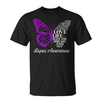 Butterfly Purple Systemic Lupus Erythematosus Awareness T-Shirt | Mazezy