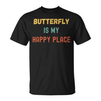 Butterfly Watching Is My Happy Place Vintage Retro Style T-Shirt - Monsterry DE