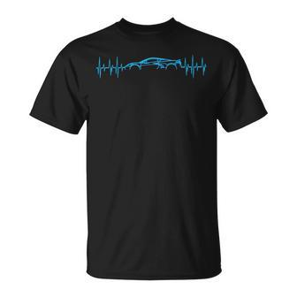 C8 Heartbeat Rapid Blue Supercar Sports Car Heartbeat Line T-Shirt - Monsterry