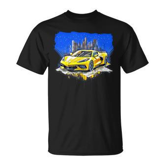 C8 Vette Sports Car Supercar Race Car Yellow For Boys Men T-Shirt - Monsterry AU