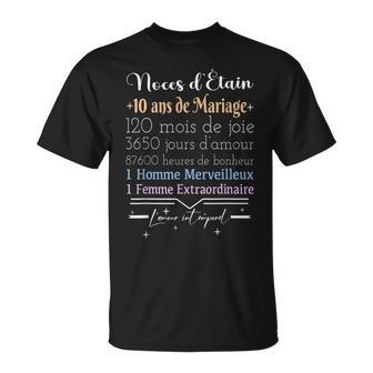 Cadeau Noces D'étain 10 Ans De Mariage Noce D'étain T-Shirt - Cadeauxyz