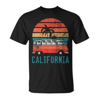 California Retro Surf Bus Vintage Van Surfer & Sufing T-Shirt | Mazezy CA