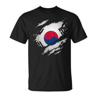 Camisas De Corea Del Sur Orgullosas Bandera De Corea Del Sur Desgarrada Camiseta unisex - Regaloses