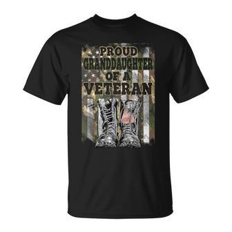 Camouflage American Proud Granddaughter Of The Veteran T-Shirt - Monsterry