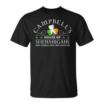 Campbell House Of Shenanigans Irish Family Name T-Shirt - Seseable