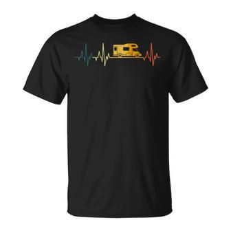 Camper Van Heartbeat Retro Camper Ecg Camping Pulse T-Shirt - Seseable