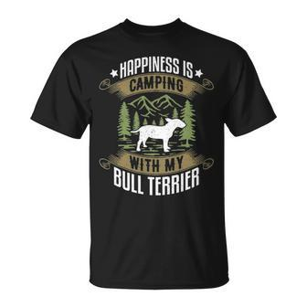 Camping With Bull Terrier Camp Lover Camping And Dogs T-Shirt | Mazezy