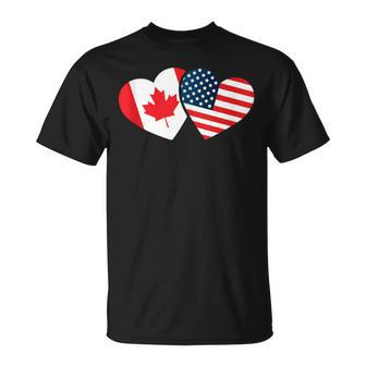 Canada Usa Flag Heart Canadian Americans Love Cute T-Shirt - Monsterry DE