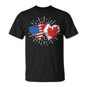 Canada Usa Friendship Heart With Flags Matching T-Shirt - Monsterry AU