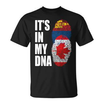 Canadian And Mongolian Mix Dna Heritage Flag T-Shirt - Monsterry AU
