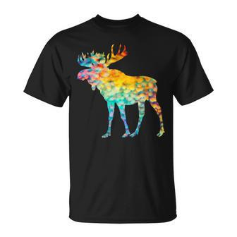 Candian Moose Abstrast Colorful Bright Group T-Shirt - Monsterry CA