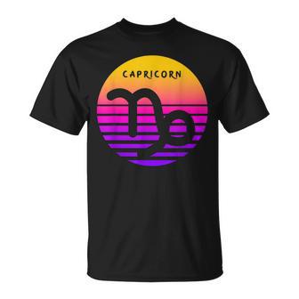 Capricorn Vintage Sunset Retro Capricorn Astrology Symbol T-Shirt - Monsterry CA