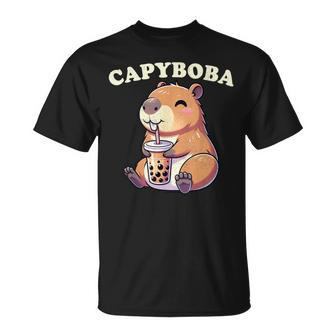 Capybara Capybara Rodent Capyboba Boba Milk Tea T-Shirt - Seseable