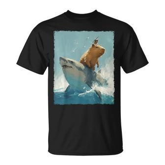 Capybara Is Riding A Shark T-Shirt | Mazezy