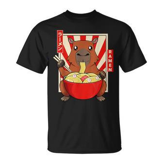 Capybara Rodent Mammals Water Pig Kawaii Ramen T-Shirt - Seseable