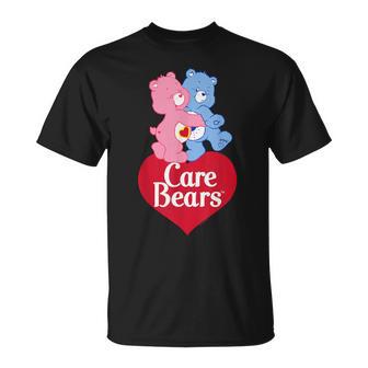 Care Bears Love-A-Lot Bear & Grumpy Valentine Hug Logo T-Shirt - Monsterry UK