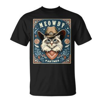 Cat Cowboy Mashup Meowdy Partner Poster Western T-Shirt | Mazezy