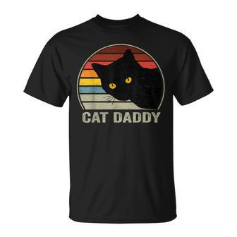 Cat Daddy Vintage Cat 80S Retro Style For Men Cat Dad T-Shirt - Thegiftio UK