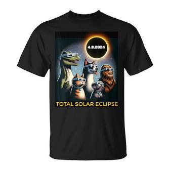 Cat Dog Bigfoot Eclipse Glasses Total Solar Eclipse 2024 T-Shirt - Seseable