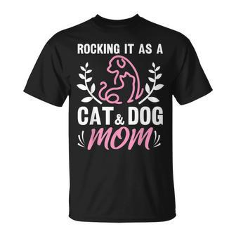 Cat And Dog Mom Fur Mama Mother's Day T-Shirt - Seseable