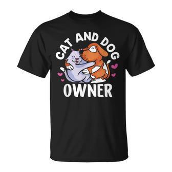 Cat And Dog Owner Cats Lover Dogs T-Shirt - Thegiftio