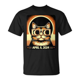 Cat In Eclipse Glasses Totality 2024 Total Solar Eclipse T-Shirt | Mazezy