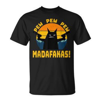 Cat Pew Pew Madafakas Vintage T-Shirt - Monsterry UK