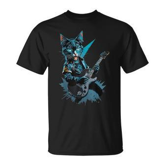 Cat Playing Electric Guitar Heavy Metal Rock Cat Lover T-Shirt - Thegiftio UK