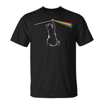 Cat Prism Rainbow Light Physics Science Spectral Cat T-Shirt - Seseable