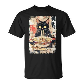Cat Ramen Noodle Japanese Anime Manga Ramen Kawaii Cat T-Shirt - Monsterry