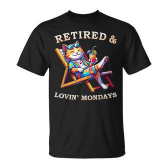 Cat Retired Lovin Mondays Meow Animal Lover Retirement T-Shirt - Monsterry UK