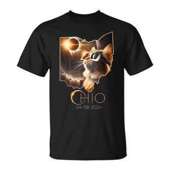 Cat Sun Solar Eclipse 2024 Totality State Ohio T-Shirt - Monsterry DE