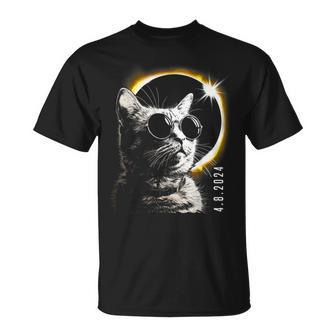 Cat Total Solar Eclipse 2024 Glasses April 8 Women T-Shirt - Monsterry CA