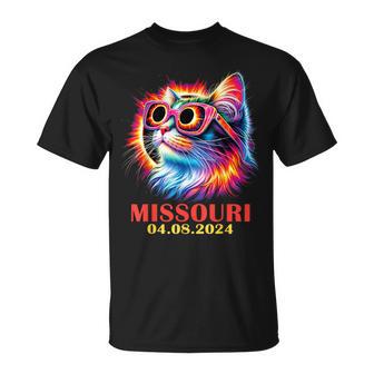 Cat Total Solar Eclipse 2024 Missouri With Eclipse Glasses T-Shirt - Monsterry UK