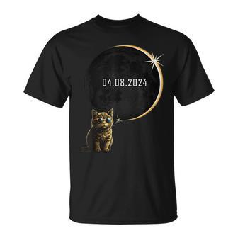 Cat Total Solar Eclipse 2024 Totality Cat Glasses T-Shirt - Monsterry AU