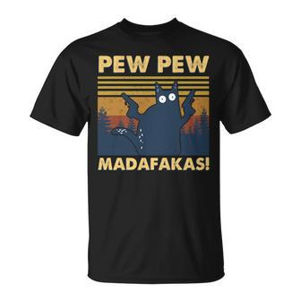 Cat Vintage Pew Pew Pew Madafakas Cat Crazy Pew Vintage T-Shirt - Monsterry AU