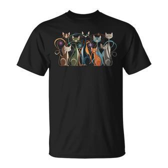 Cat Vintage Retro Mid-Century Modern Look Cats 50S 60S Style T-Shirt - Monsterry UK