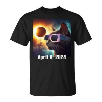 Cat Wearing Solar Glasses Eclipse Colorful Pop Culture T-Shirt - Monsterry