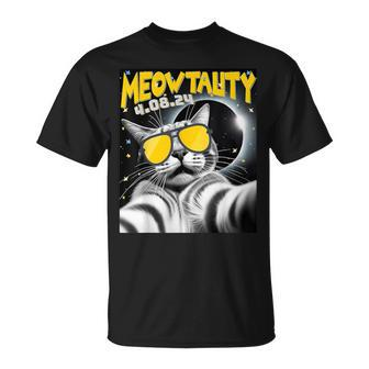 Cat Wearing Sunglasses Matching Family 2024 Solar Eclipse T-Shirt - Seseable