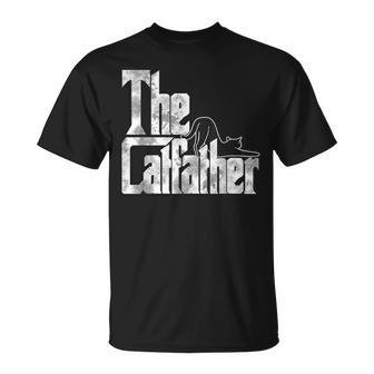 The Catfather Black Cat Father Mafia Whiskers Male Daddy T-Shirt - Monsterry CA