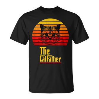 The Catfather Vintage Best Cat Dad Fathers Day Husband Daddy T-Shirt - Thegiftio UK