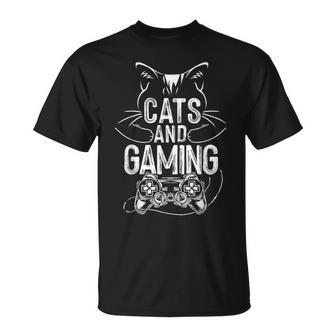 Cats And Gaming For Gamer Cat Lover Cat Mom Cat Dad T-Shirt - Thegiftio UK