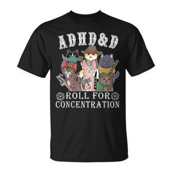 Cats Rpg Gamer Roll For Concentration D20 Dice Nerdy Kid T-Shirt - Seseable