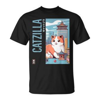 Catzilla Japanese Cat Kawaii Parody Vintage Catzilla T-Shirt - Thegiftio UK